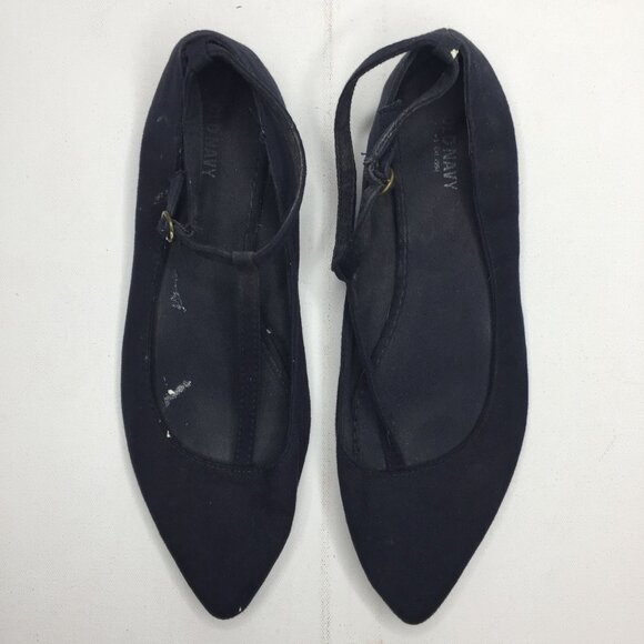 Old Navy Womens Blue T-Strap Mary Jane Shoe Suede Pointed Toe Formal Size 10 - Picture 2 of 9